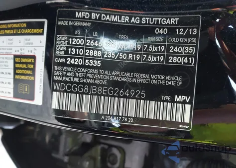 2014 Mercedes-Benz Glk 350 4Matic from USA, damaged, VIN WDCGG8JB8EG264925